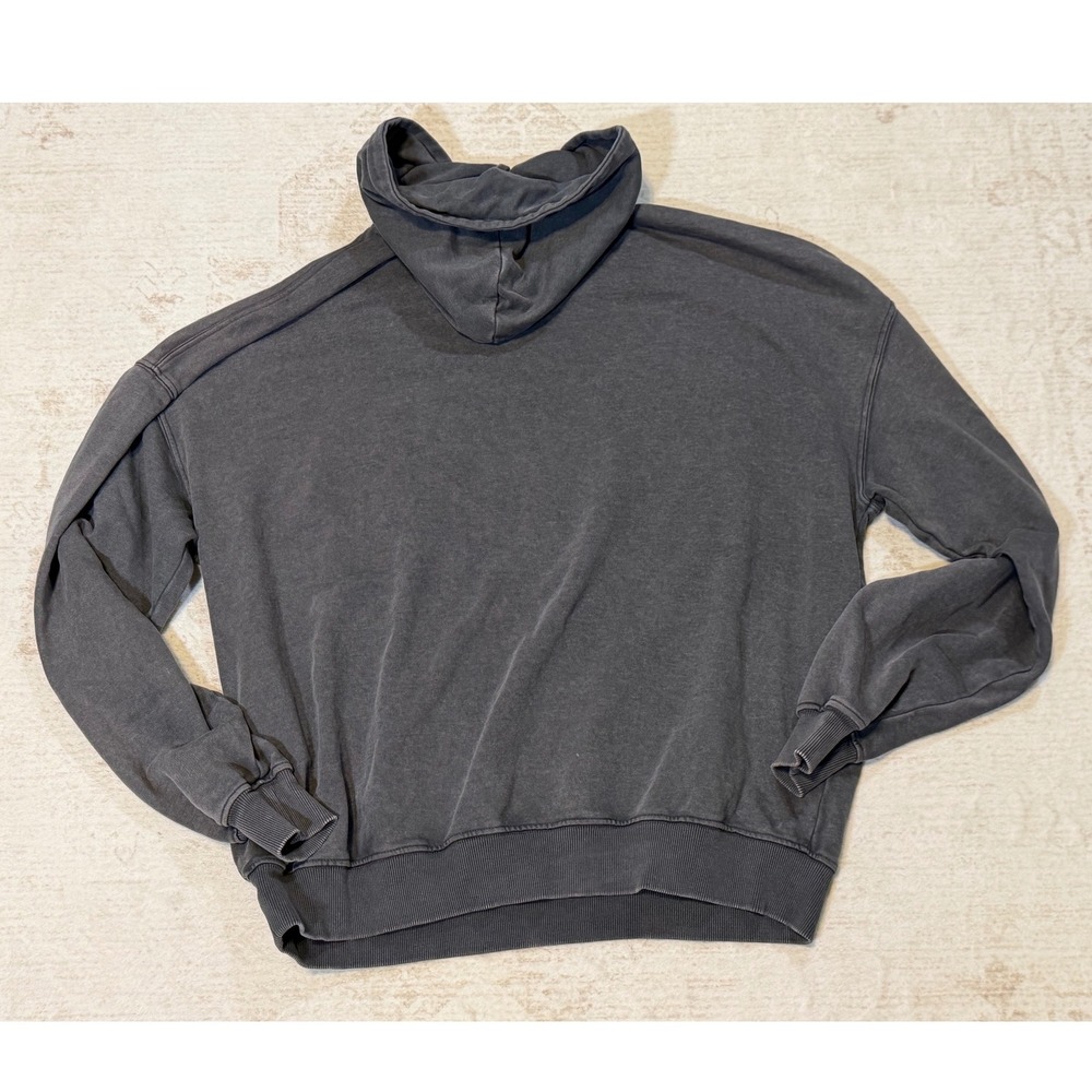 Gymshark Women Charcoal Grey Graphic Hoodie Oversized Sweatshirt Size S B5A4L - Picture 4 of 6